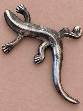 ZINA of Beverly Hills Vintage Lizard Gecko Brooch Pin Sterling Silver 925